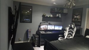 Grey Tones Gaming Bedroom Idea