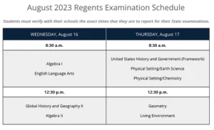 June 2023 Regents Examination Schedule