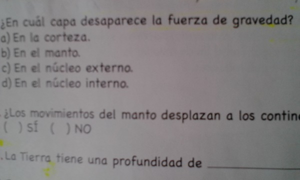 ¿En cuál capa desaparece la fuerza de gravedad