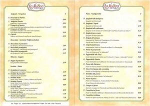 L'Osteria's Speisekarte Prices