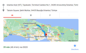 how far is taksim square from istanbul airport